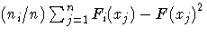 (n_i/n) \sum_{j=1}^n { F_i(x_j) - F(x_j) }^2 