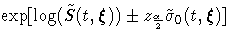 \exp[\log(\tilde{S}(t,{\xi})) +- z_{\frac{\alpha}2}\tilde{\sigma}_{0}(t,{\xi})]