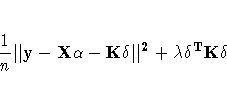 \frac{1}n||{y}-X\alpha- K\delta||^2
+\lambda \delta^T K \delta