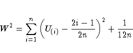 W^2 = \sum_{i=1}^n ( U_{(i)} - \frac{2i-1}{2n} )^2
 + \frac{1}{12n }