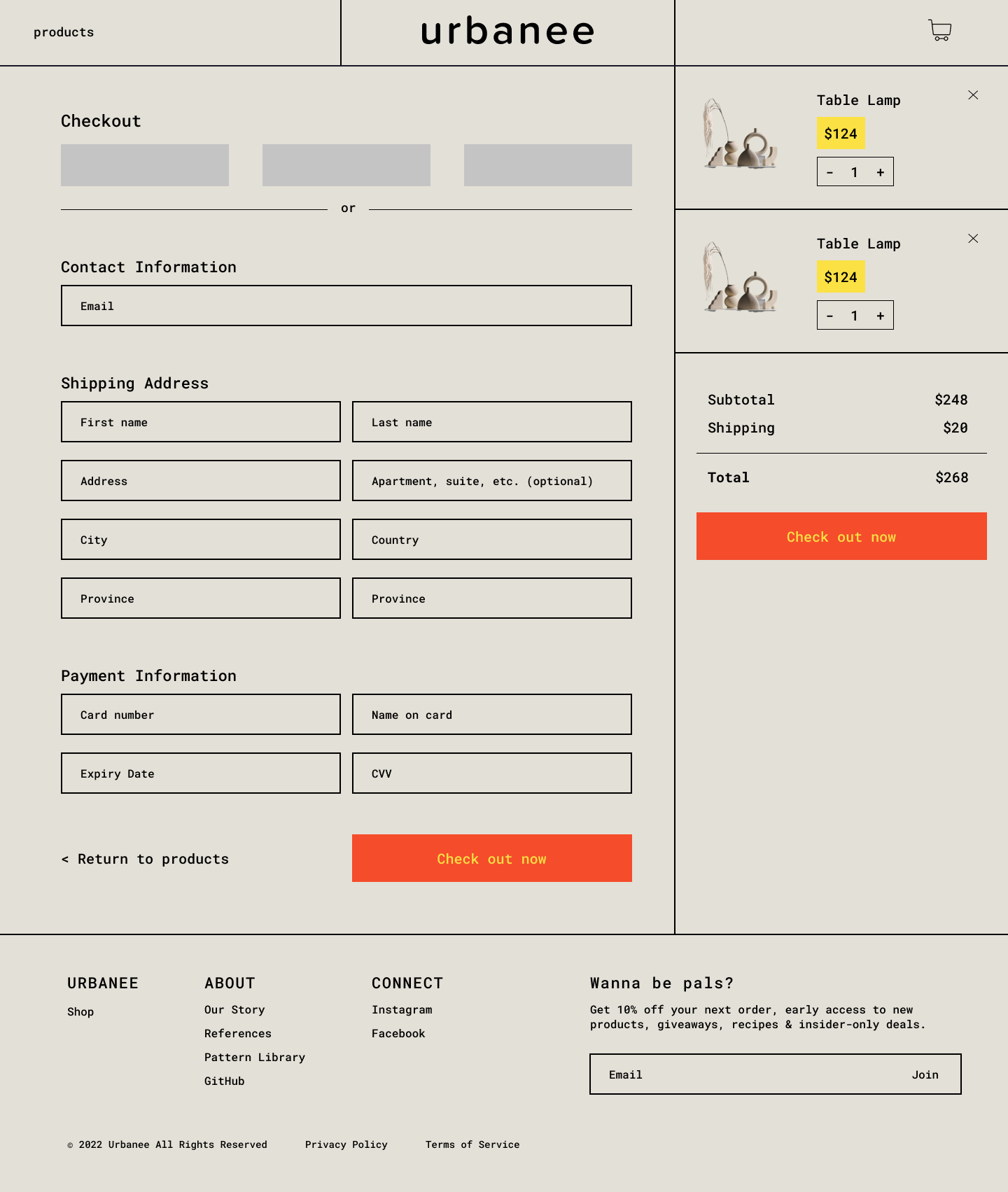 checkout wireframe