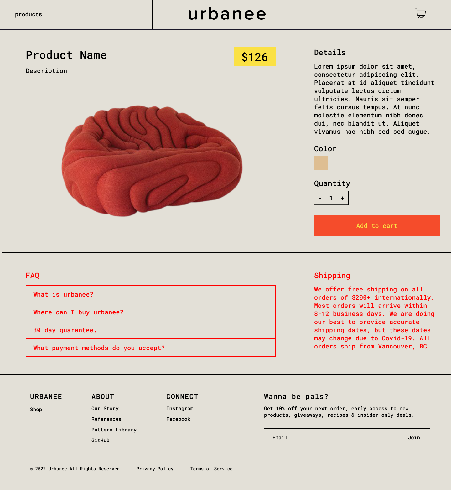 product page wireframe