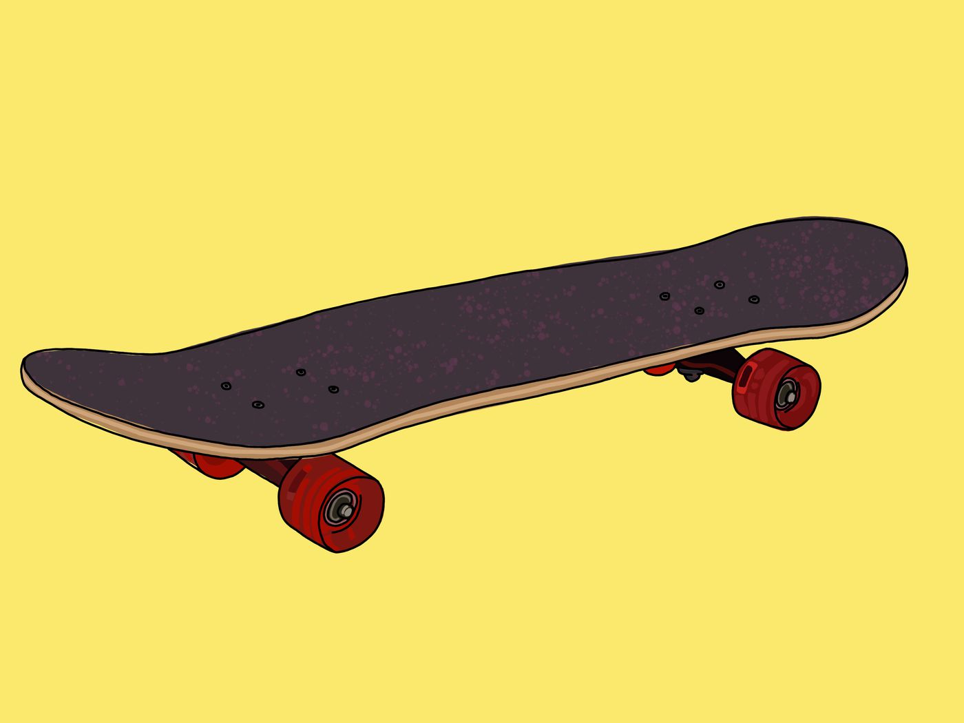 vector basic skateboard drawing with a yellow background