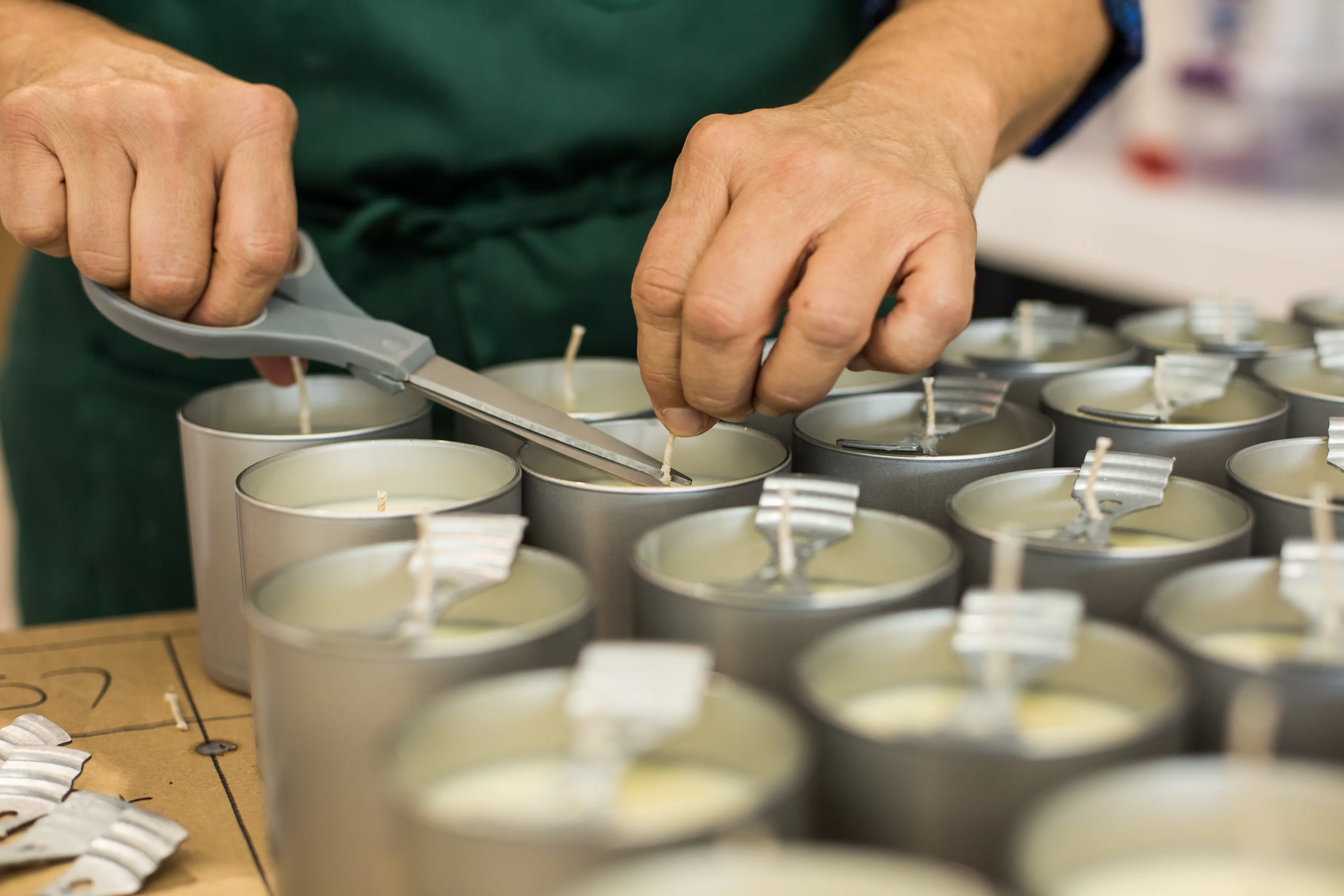 The process of candles being made