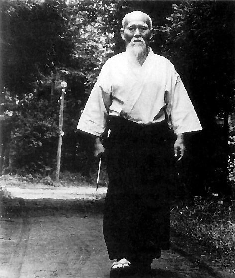 O-Sensei (Morihei
                  Ueshiba) Walking - All rights belong to Aikido World
                  Headquarters in Hombu Japan