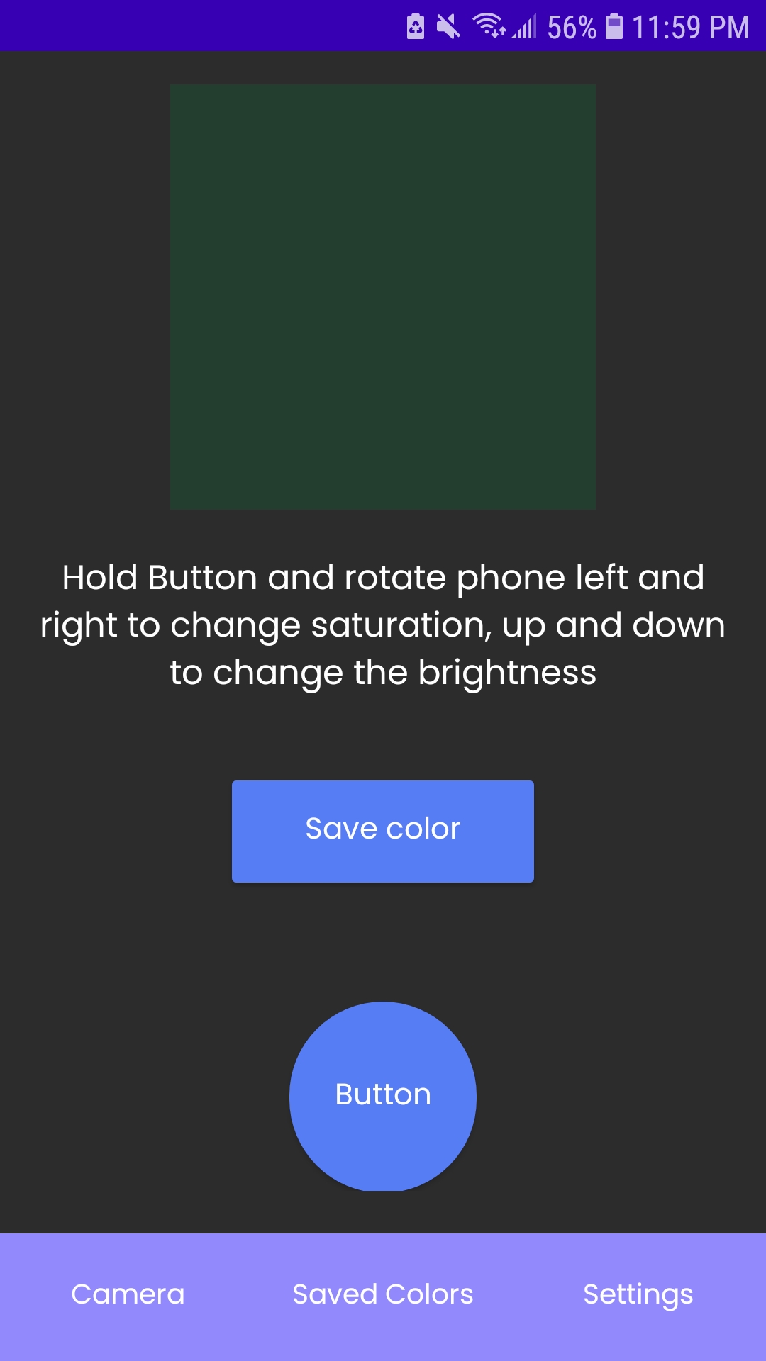 Screenshot of the color editing screen from the app's final iteration