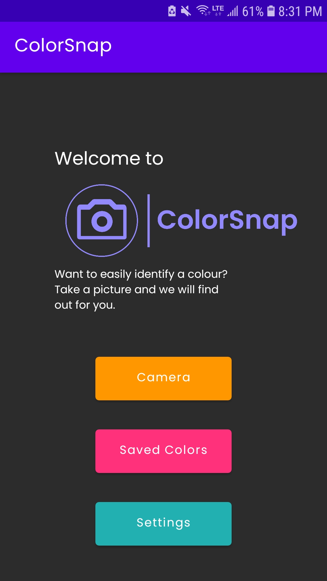 ColorSnap main menu
