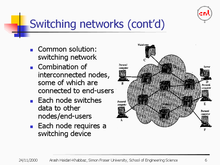 Switching networks (cont’d)