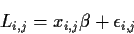\begin{displaymath}L_{i,j} = x_{i,j}\beta + \epsilon_{i,j}
\end{displaymath}