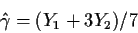 \begin{displaymath}\hat\gamma = (Y_1+3Y_2)/7
\end{displaymath}