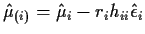 $\hat\mu_{(i)} = \hat\mu_i - r_i h_{ii} \hat\epsilon_i$
