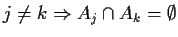 $j\neq k \Rightarrow A_j\cap A_k=\emptyset$