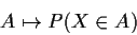 \begin{displaymath}A\mapsto P(X\in A)
\end{displaymath}