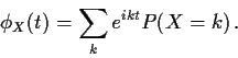 \begin{displaymath}\phi_X(t) = \sum_k e^{ikt} P(X=k) \, .
\end{displaymath}