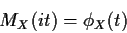 \begin{displaymath}M_X(it) = \phi_X(t)
\end{displaymath}