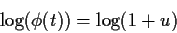 \begin{displaymath}\log(\phi(t)) =\log(1+u)
\end{displaymath}