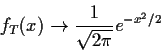 \begin{displaymath}f_T(x) \to \frac{1}{\sqrt{2\pi}} e^{-x^2/2}
\end{displaymath}