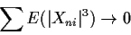 \begin{displaymath}\sum E(\vert X_{ni}\vert^3) \to 0
\end{displaymath}