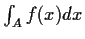 $\int_A f(x) dx$