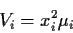 \begin{displaymath}V_i = x_i^2 \mu_i
\end{displaymath}