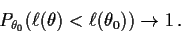 \begin{displaymath}P_{\theta_0}(\ell(\theta)< \ell(\theta_0)) \to 1 \, .
\end{displaymath}