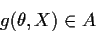 \begin{displaymath}g(\theta,X) \in A
\end{displaymath}