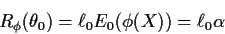 \begin{displaymath}R_\phi(\theta_0) = \ell_0 E_0(\phi(X)) =\ell_0\alpha
\end{displaymath}