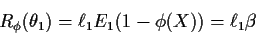 \begin{displaymath}R_\phi(\theta_1) = \ell_1 E_1(1-\phi(X)) = \ell_1 \beta
\end{displaymath}