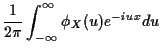 $\displaystyle \frac{1}{2\pi} \int_{-\infty}^\infty \phi_X(u) e^{-iux} du
$
