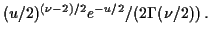 $\displaystyle (u/2)^{(\nu-2)/2}e^{-u/2} / (2\Gamma(\nu/2)) \, .
$