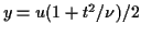 $ y=u(1+t^2/\nu)/2$