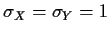 $\sigma_X=\sigma_Y=1$