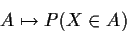 \begin{displaymath}A\mapsto P(X\in A)
\end{displaymath}