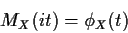 \begin{displaymath}M_X(it) = \phi_X(t)
\end{displaymath}
