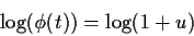 \begin{displaymath}\log(\phi(t)) =\log(1+u)
\end{displaymath}