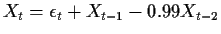 $ X_t = \epsilon_t + X_{t-1} - 0.99X_{t-2}$