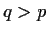 $ q>p$