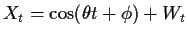 $X_t = \cos(\theta t + \phi) + W_t$