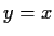 $ y=x$