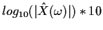$ log_{10}(\vert{\hat X}(\omega)\vert)*10$