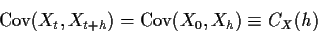 \begin{displaymath}{\rm Cov}(X_t,X_{t+h}) = {\rm Cov}(X_0,X_{h})\equiv C_X(h)
\end{displaymath}
