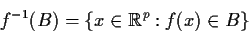 \begin{displaymath}f^{-1}(B) = \{x\in {\Bbb R}^p: f(x) \in B\}
\end{displaymath}