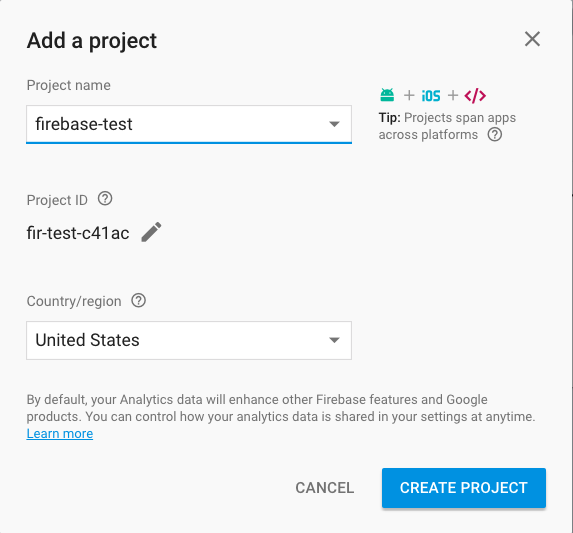 Create Firebase Project