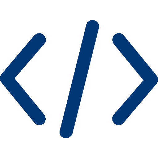 A set of HTML brackets that are dark blue