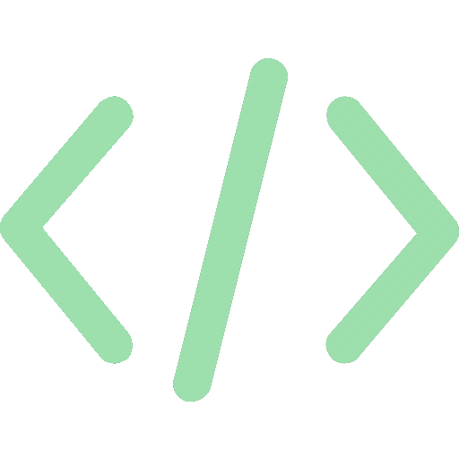 A set of HTML brackets that are bright light green