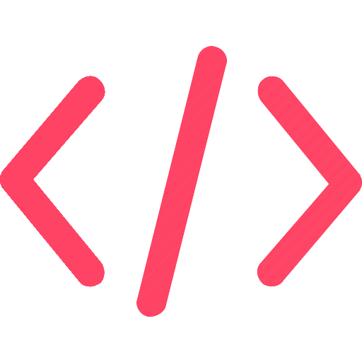 A set of HTML brackets that are bright red